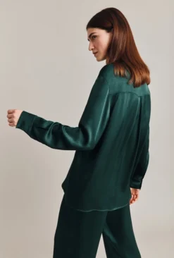 Ellie Satin Shirt Dark Green 8 Ellie Satin Shirt Dark Green -KILA Clothing Shop Q06G007A J13 28584 650px 964px