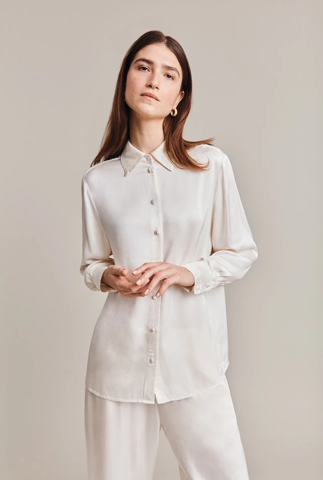 Ellie Satin Shirt Ivory 1 Ellie Satin Shirt Ivory