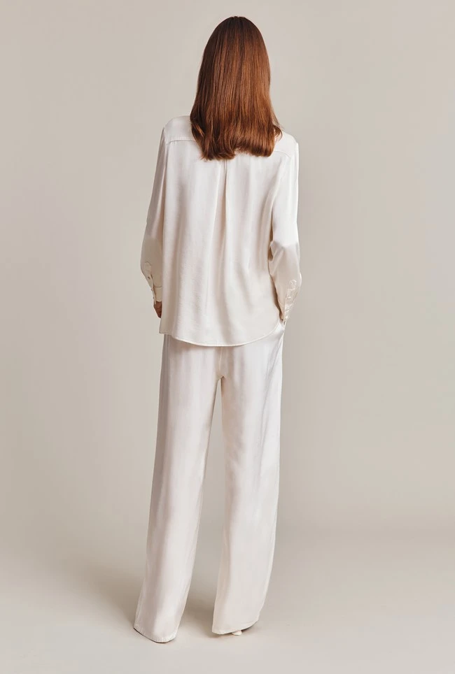 Ellie Satin Shirt Ivory 4 Ellie Satin Shirt Ivory - Image 4