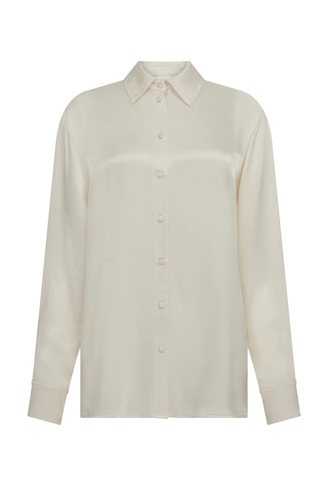 Ellie Satin Shirt Ivory 6 Ellie Satin Shirt Ivory - Image 6