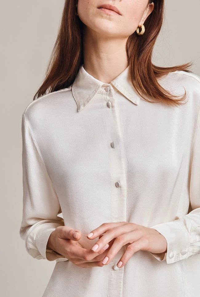 Ellie Satin Shirt Ivory 5 Ellie Satin Shirt Ivory - Image 5