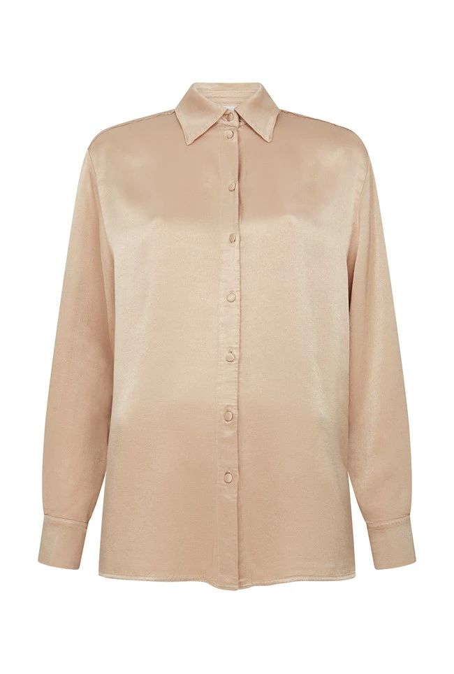 Ellie Satin Shirt Stone 6 Ellie Satin Shirt Stone - Image 6
