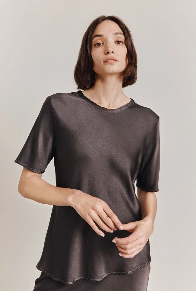 Ivy Satin Top Dark Charcoal 3 Ivy Satin Top Dark Charcoal - Image 3