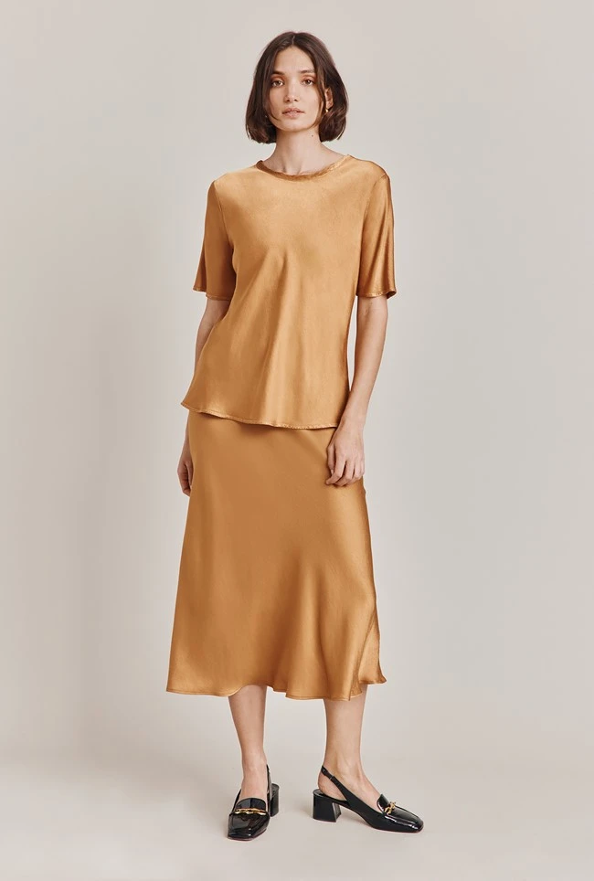 Ivy Satin Top Tobacco Brown 2 Ivy Satin Top Tobacco Brown - Image 2