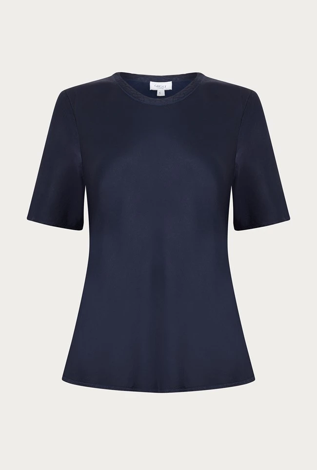 Ivy Satin Top Navy 6 Ivy Satin Top Navy - Image 6