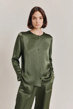 Efie Satin Blouse Thyme