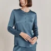 Efie Satin Blouse Dark Blue