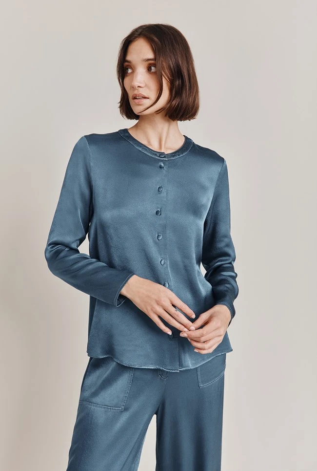 Efie Satin Blouse Dark Blue 1 Efie Satin Blouse Dark Blue