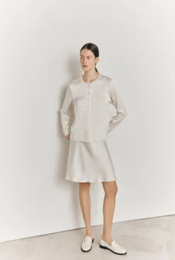Efie Satin Long Sleeve Blouse Ivory -KILA Clothing Shop Q06G010 M12 26999 650px 964px