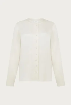 Efie Satin Long Sleeve Blouse Ivory -KILA Clothing Shop Q06G010 M12 27245 650px 964px