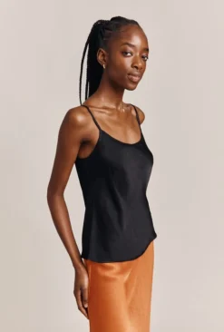 Jana Satin Cami Top Black
