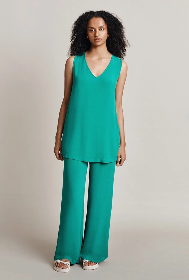 Camila Crepe Top Teal 2 Camila Crepe Top Teal - Image 2