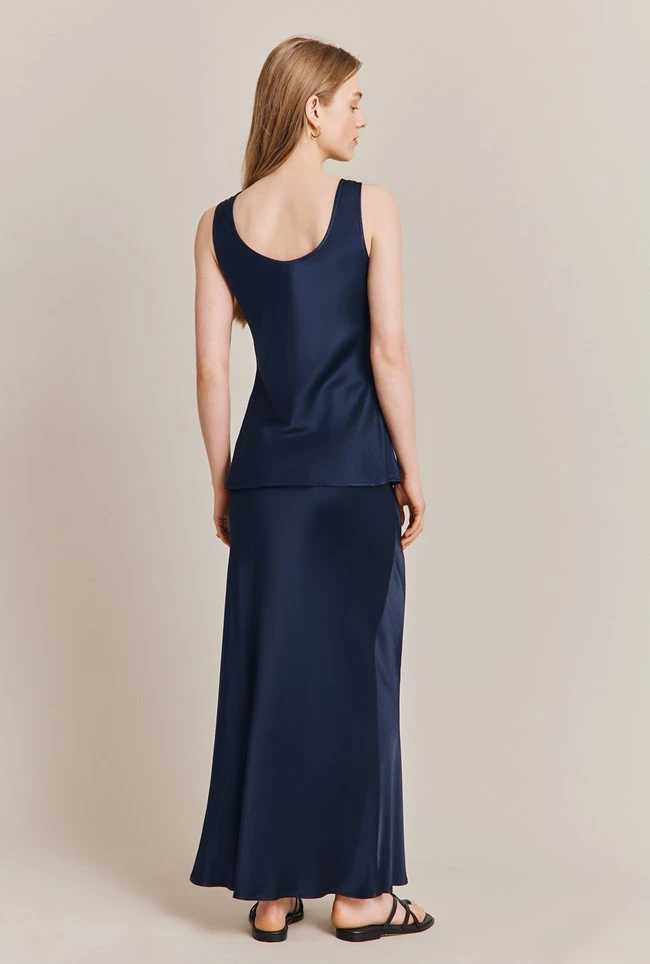Margot Satin Top Navy 3 Margot Satin Top Navy - Image 3
