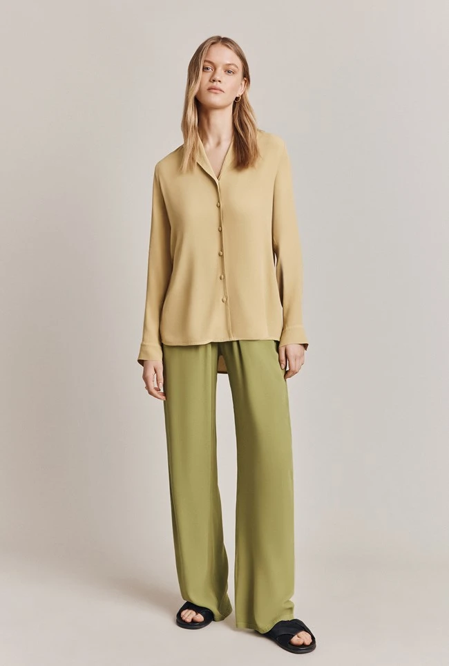 Aimee Crepe Shirt Pea Green 2 Aimee Crepe Shirt Pea Green - Image 2