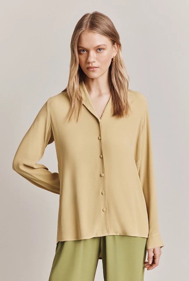 Aimee Crepe Shirt Pea Green 1 Aimee Crepe Shirt Pea Green