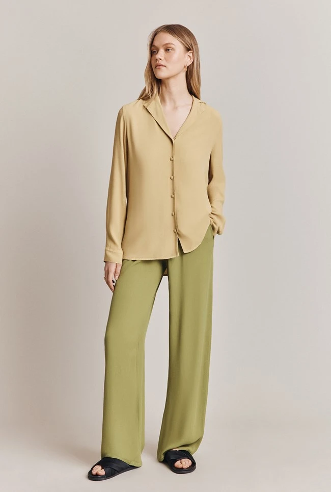 Aimee Crepe Shirt Pea Green 4 Aimee Crepe Shirt Pea Green - Image 4
