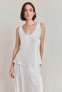 Margot Satin Top White Spot