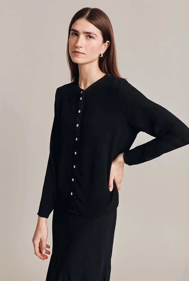 Alena Black Crepe Blouse Black 1 Alena Black Crepe Blouse Black