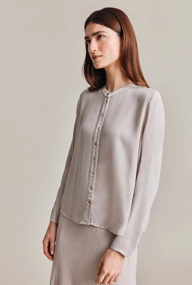 Alena Crepe Blouse Beige Pearly 1 Alena Crepe Blouse Beige Pearly