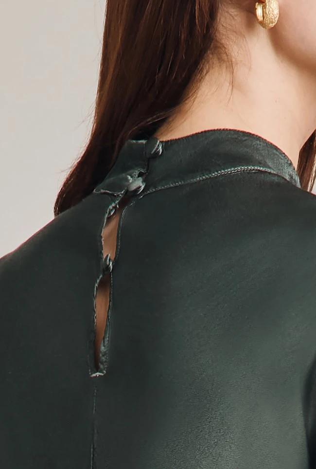 Mika Satin Turtleneck Top Dark Sage 6 Mika Satin Turtleneck Top Dark Sage - Image 6