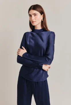 Mika Satin Turtleneck Top Navy 8 Mika Satin Turtleneck Top Navy -KILA Clothing Shop Q07G002 K10 28817 650px 964px