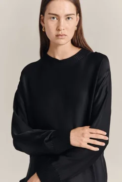Grace Satin Sweatshirt Black