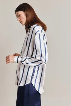 Amy Satin Long Sleeve Shirt Navy Stripe 10 Amy Satin Long Sleeve Shirt Navy Stripe -KILA Clothing Shop Q07G009 Z79 28843 650px 964px