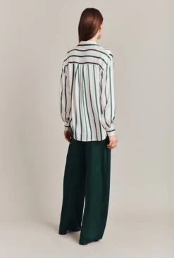 Amy Satin Long Sleeve Shirt Green Stripe 10 Amy Satin Long Sleeve Shirt Green Stripe -KILA Clothing Shop Q07G009 Z80 28829 650px 964px