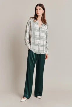 Amy Satin Long Sleeve Shirt Green Check 8 Amy Satin Long Sleeve Shirt Green Check -KILA Clothing Shop Q07G009 Z82 28837 650px 964px