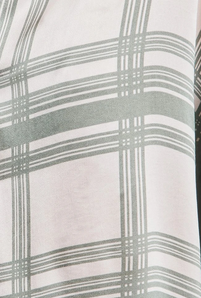 Amy Satin Long Sleeve Shirt Green Check 6 Amy Satin Long Sleeve Shirt Green Check - Image 6