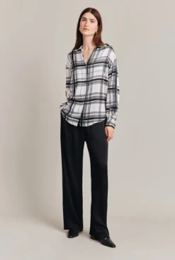 Amy Satin Long Sleeve Shirt Black Check -KILA Clothing Shop Q07G009 Z83 28845 650px 964px