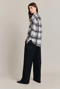 Amy Satin Long Sleeve Shirt Black Check -KILA Clothing Shop Q07G009 Z83 28848 650px 964px
