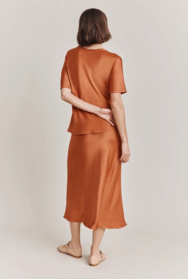 Luna Satin Slip Skirt Auburn 4 Luna Satin Slip Skirt Auburn - Image 4