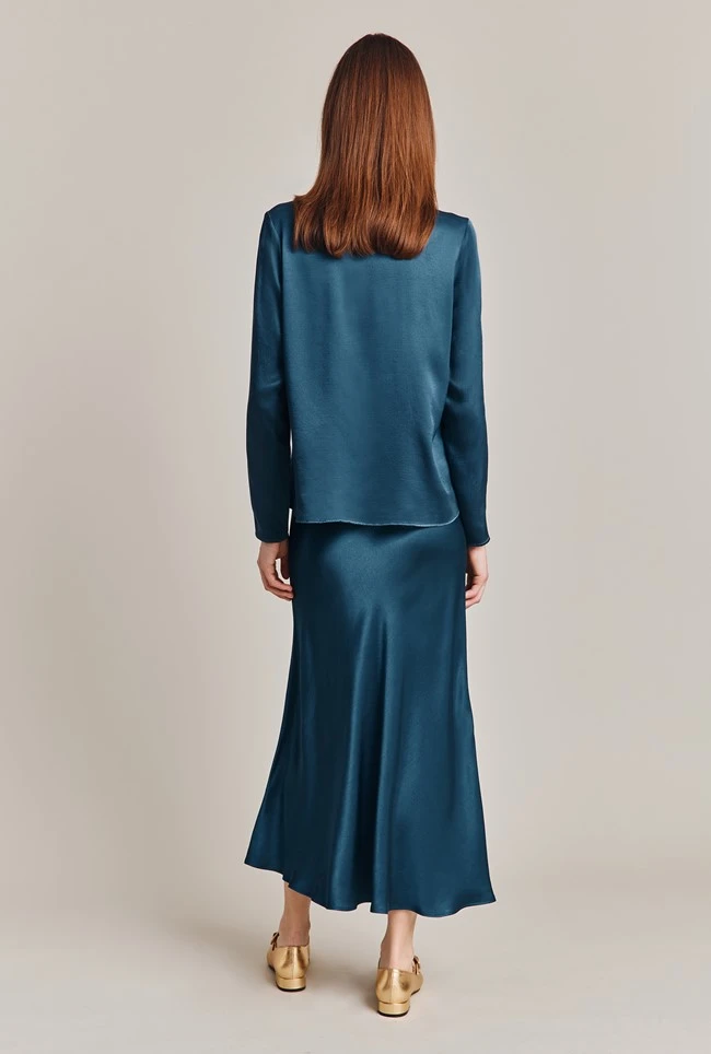 Luna Satin Slip Skirt Dark Denim 4 Luna Satin Slip Skirt Dark Denim - Image 4