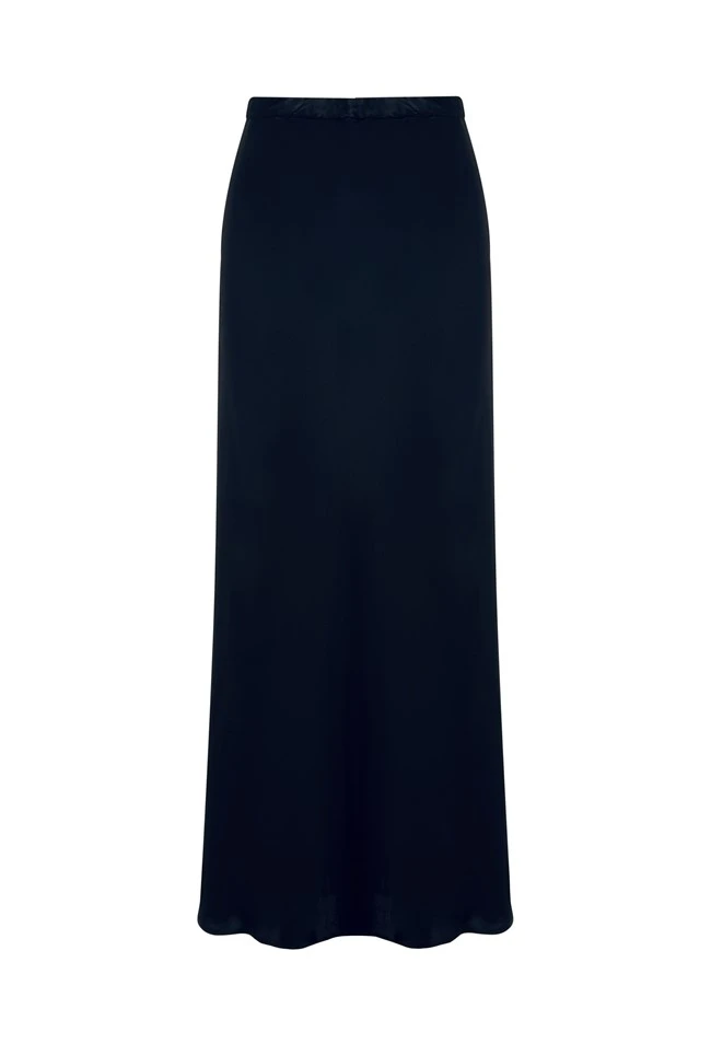 Luna Satin Slip Skirt Navy 5 Luna Satin Slip Skirt Navy - Image 5
