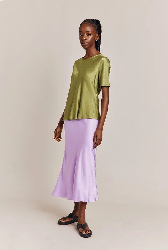 Luna Satin Slip Skirt Lilac 5 Luna Satin Slip Skirt Lilac - Image 5