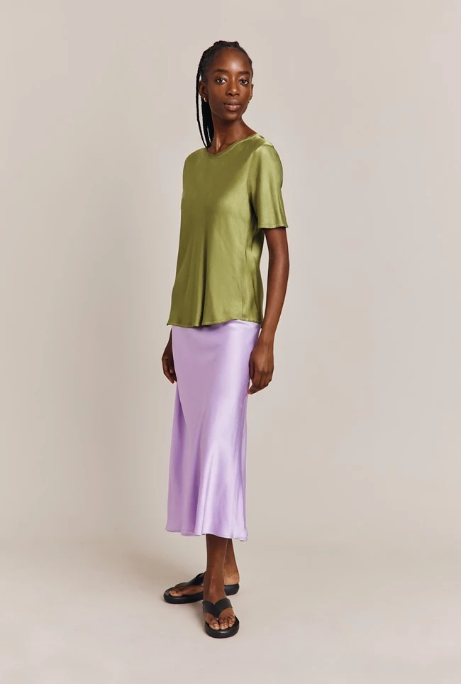 Luna Satin Slip Skirt Lilac 4 Luna Satin Slip Skirt Lilac - Image 4