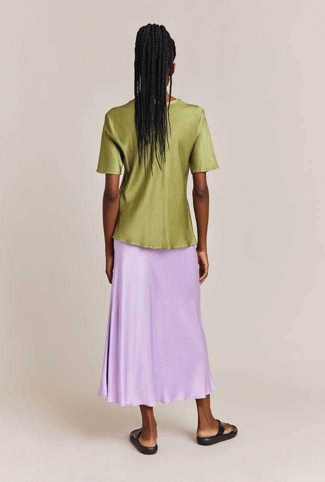 Luna Satin Slip Skirt Lilac 2 Luna Satin Slip Skirt Lilac - Image 2