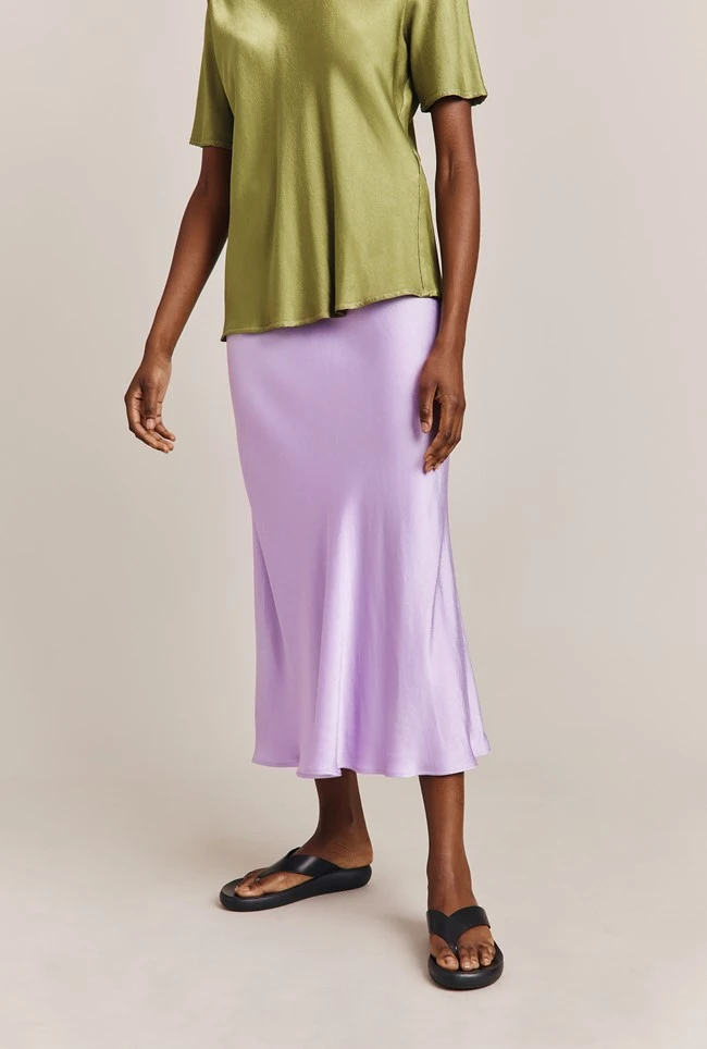 Luna Satin Slip Skirt Lilac 3 Luna Satin Slip Skirt Lilac - Image 3