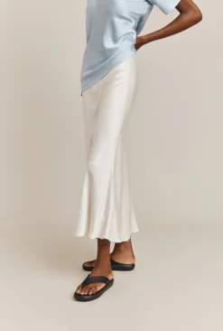 Luna Satin Slip Skirt Ivory -KILA Clothing Shop S05G002A M12 26704 650px 964px