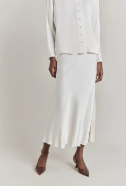 Luna Satin Slip Skirt Ivory