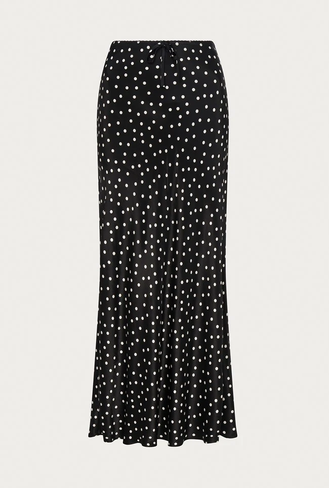 Emma Satin Slip Midi Skirt Black Spot 5 Emma Satin Slip Midi Skirt Black Spot - Image 5