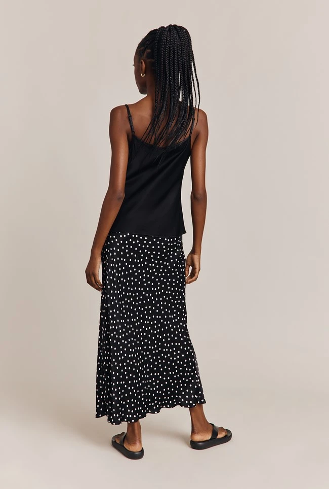 Emma Satin Slip Midi Skirt Black Spot 4 Emma Satin Slip Midi Skirt Black Spot - Image 4