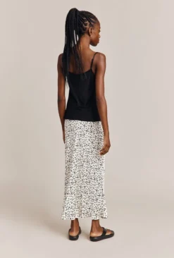 Emma Satin Slip Midi Skirt Cream Spot -KILA Clothing Shop S06G002 Z15 26997 650px 964px