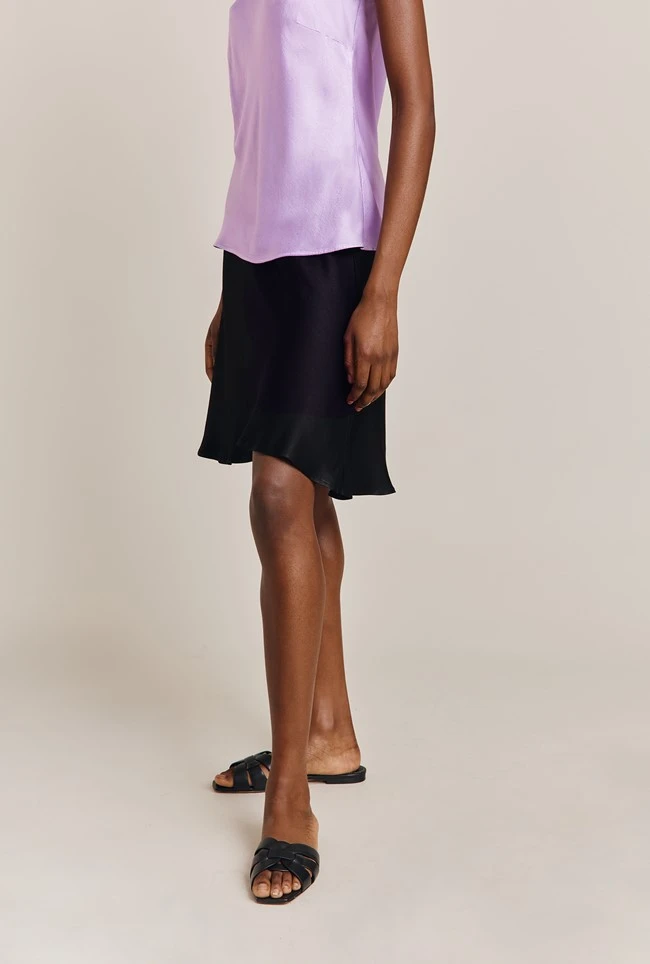 Arella Satin Slip Skirt Black 1 Arella Satin Slip Skirt Black