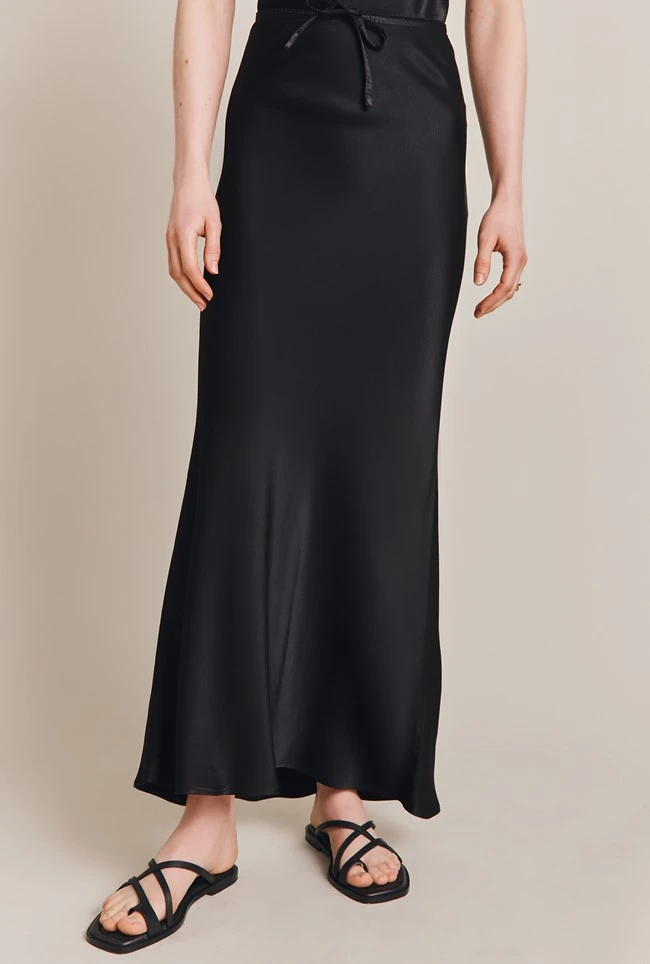 Emma Satin Midi Skirt Black 6 Emma Satin Midi Skirt Black - Image 6