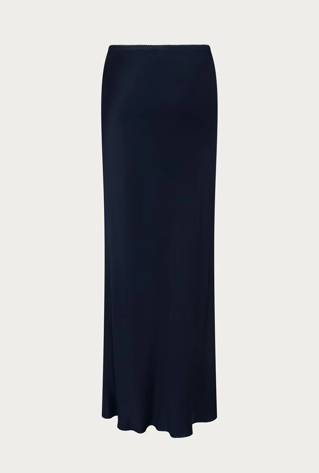 Emma Satin Midi Skirt Navy 6 Emma Satin Midi Skirt Navy - Image 6