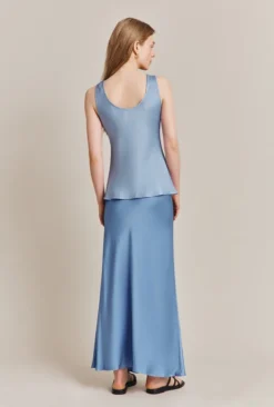 Emma Satin Midi Skirt Cornflower Blue -KILA Clothing Shop S06G004 K92 27844 650px 964px