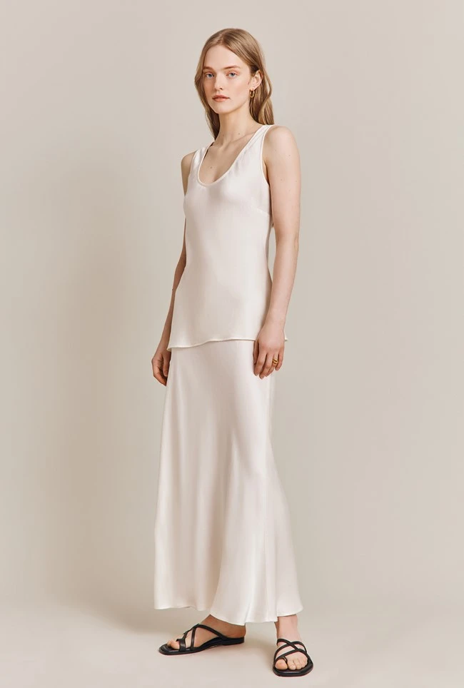 Emma Satin Midi Skirt Ivory 6 Emma Satin Midi Skirt Ivory - Image 6