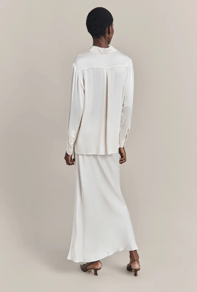 Emma Satin Midi Skirt Ivory 4 Emma Satin Midi Skirt Ivory - Image 4